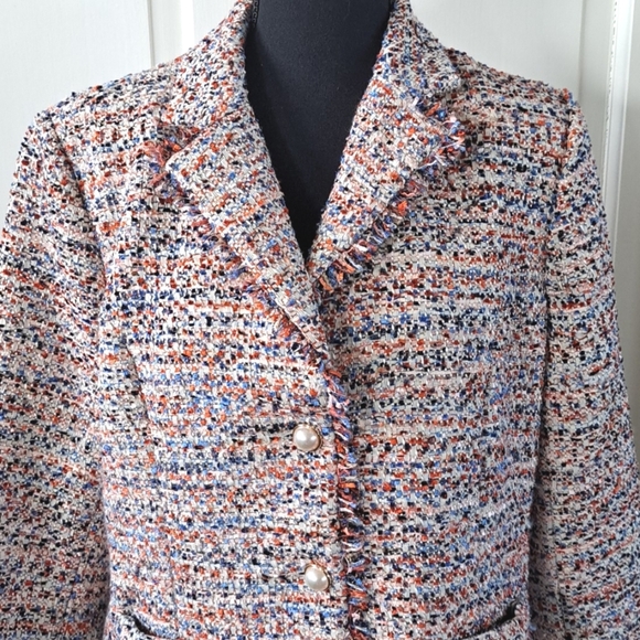 Draper's & Damon's Tweed Pearl Buttons Fun Colorful Chic Dressy Jacket Blazer - Picture 2 of 12